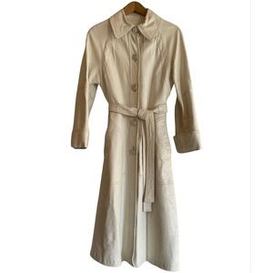 Genuine real leather trench coat VTG M 70s vintage jacket, white leather